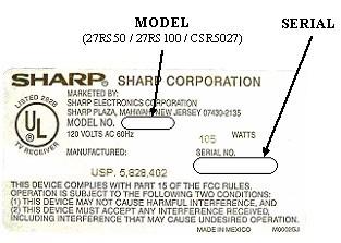 Picture of recalled television label