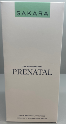 Recalled Sakara The Foundation: Prenatal (30pkts) - front outer packaging