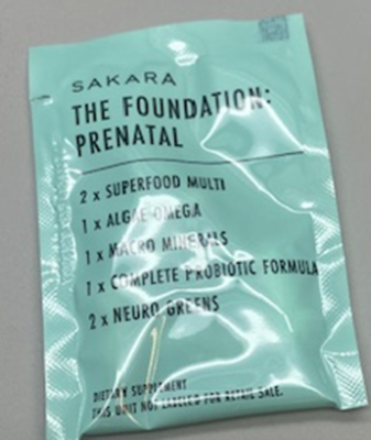 Recalled Sakara The Foundation: Prenatal (30pkts) - front inner packaging