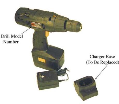 Recalled Wagner drill with recalled charger base