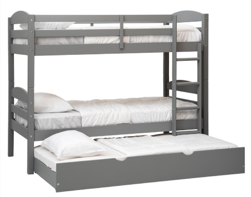 Recalled Walker Edison Furniture Solid Wood Twin over Twin Bunk Bed + Storage/Trundle Bed Gray
