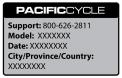 Recalled Ascend Minaret or Cabrillo Electric Bike service label 