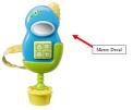 Recalled Evenflo Switch-A-Roo Telephone Toy showing location of decal
