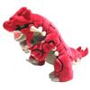Recalled Groudon Large Plush, #2882 - measures about 12 inches tall, 16 inches long, and 9 inches wide; it is red with black highlights, white claws, and a gray stomach