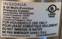 Muestra de una etiqueta en el producto de la olla a presión Insignia con varias funciones retirada del mercado