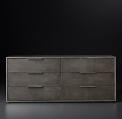 Recalled Smythson Shagreen six drawer dresser in smoke and steel