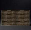 Recalled Smythson Shagreen eight drawer dressers in cognac and brass