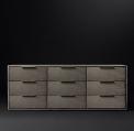 Recalled Smythson Shagreen nine drawer dresser in smoke and steel