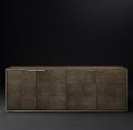 Recalled Smythson Shagreen four-door sideboard in cognac and brass