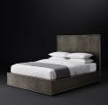 Smythson Shagreen bed without footboard in smoke and steel