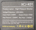 Model number XCJ-K01 is printed on a label on the back of the recalled Sweetcrispy pressure washers.