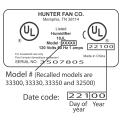Label with Model Numbers and Date Codes