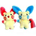 Recalled Plusle/Minun Plush set, #2960 - each measures about 8½ inches tall, both are cream colored, one with red ears, cheeks, and tail, and the other has blue ears, cheeks, and tail