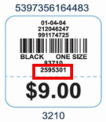 Model Number location on product tag attached to zip puller