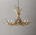 Recalled RH 60” Natural Antler Chandeliers