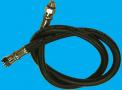 High-pressure scuba air hose with a black, smooth rubber outer covering