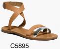 Sightseer Ankle-Wrap Sandal in Shiny Silver