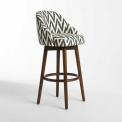 Saddle Bar Stool with Slate Chevron Upholstery