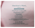 “Member’s Mark” and the size are printed on the recalled pajama’s neck label