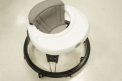 Recalled Zeno infant walker with black frame, gray seat and white tray
