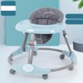 Recalled Zeno infant walker with gray frame, gray seat with “Babywalker” stitching and teal tray