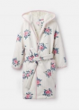  205705-CRMSTPFLRL White robe with floral print  100% polyester  XS, S, M, L