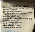 Tracking label located on side of recalled baby lounger