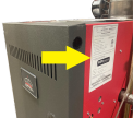 Label location on recalled Crown Boiler gas-fired AWR Series