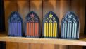 Recalled Prismatic 3D Prints Book Nooks – examples of Gothic Cathedral Window colors