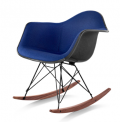 Herman Miller’s Eames molded fiberglass armchair upholstered rocker