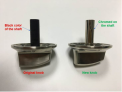 Recalled Control Knob with Black Shaft and Replacement Control Knob with Chrome Shaft