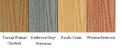 Recalled Decking, from left to right: Tuscan Walnut/Chestnut, Driftwood Grey/Greystone, Pacific Cedar, and Western Redwood
