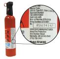 Recalled First Alert fire extinguisher showing location of serial number 