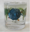 Recalled Gel Candle - Tumbler with Blue Roses & Leaves, Model #805-11