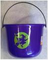 Recalled Purple Halloween Pail with Witch Decoration