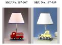 Recalled Hampton Bay® Transitional Collection Fire Truck and Bulldozer Accent Lamps with Night Lights