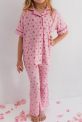 Recalled In My Jammers Button Up Flare Set – Dark Pink Haven print