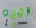 The recalled Oitnlaughter finger lights have three internal button cell batteries that power animal projections