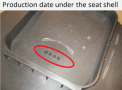 Location of the production date under the recalled IKEA ODGER Swivel Chair