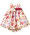 Laura Ashley London Girl's Floral Clip Dot dress with diaper cover 