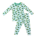 Recalled Free Birdees tight-fitting pajamas - long-sleeves, green tractor print  