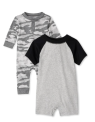 Recalled Baby Boy Romper Two-Pack in Gray Camouflage and Gray/Black