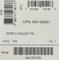 Box label of recalled Aqualung i330R SCUBA Diving Computers 2-GAUGE PSI (CONSOLE) Model: NS159001 Serial Prefix: GM