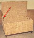 Recalled woven storage trunk showing standard hinges