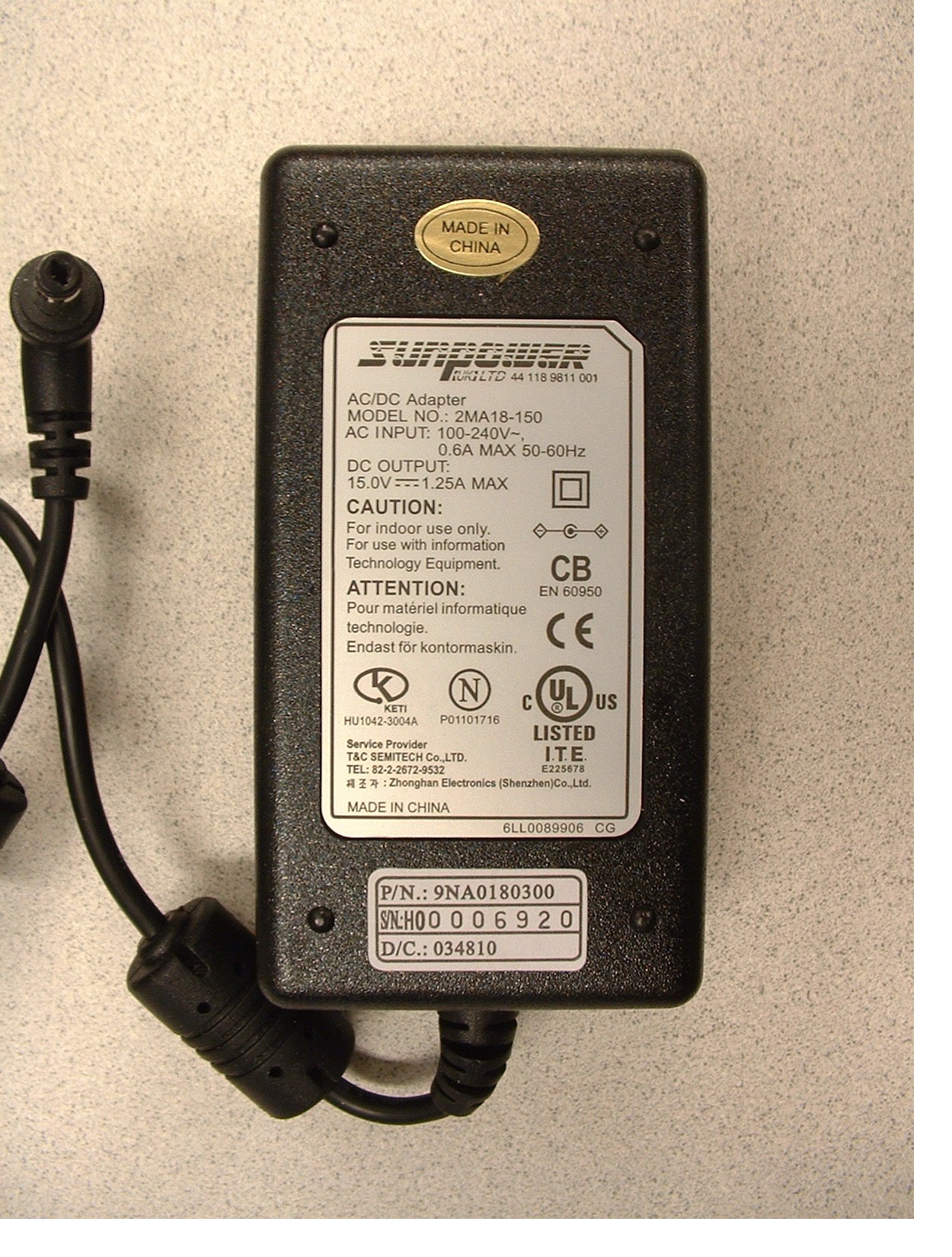 AC power adapters for Psion Teklogix notebook computers