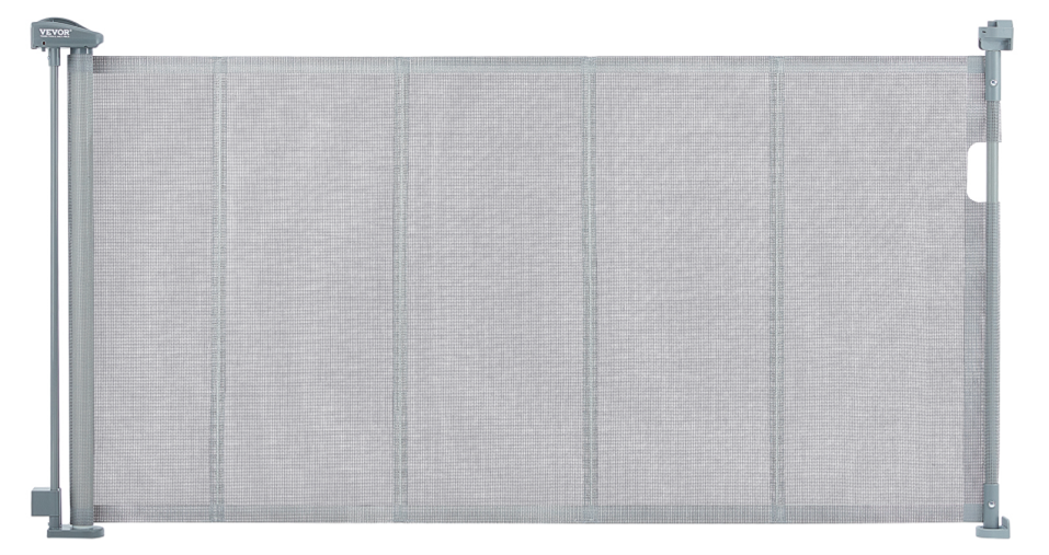Recalled Vevor Retractable Baby Gate, model number YJ-3371 in gray