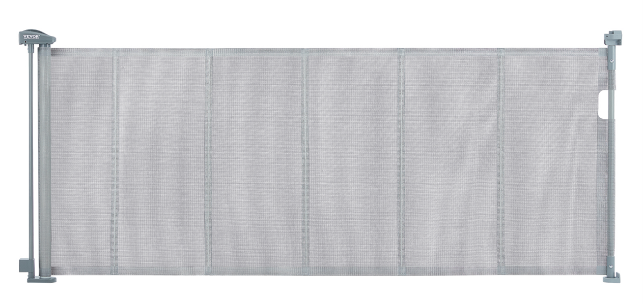 Recalled Vevor Retractable Baby Gate, model number YJ-3371 in gray