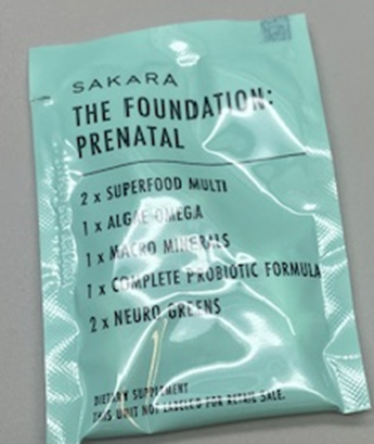 Recalled Sakara The Foundation: Prenatal (30pkts) - front inner packaging