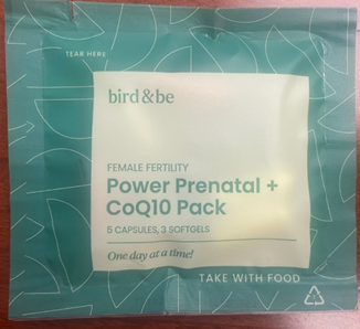 Recalled Bird&Be Female Fertility Power Prenatal + CoQ10 Pack (30pkts) - front inner packaging