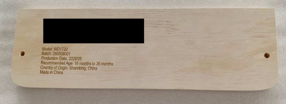 Step of Recalled Woodure Kitchen Step Stool With Model Number